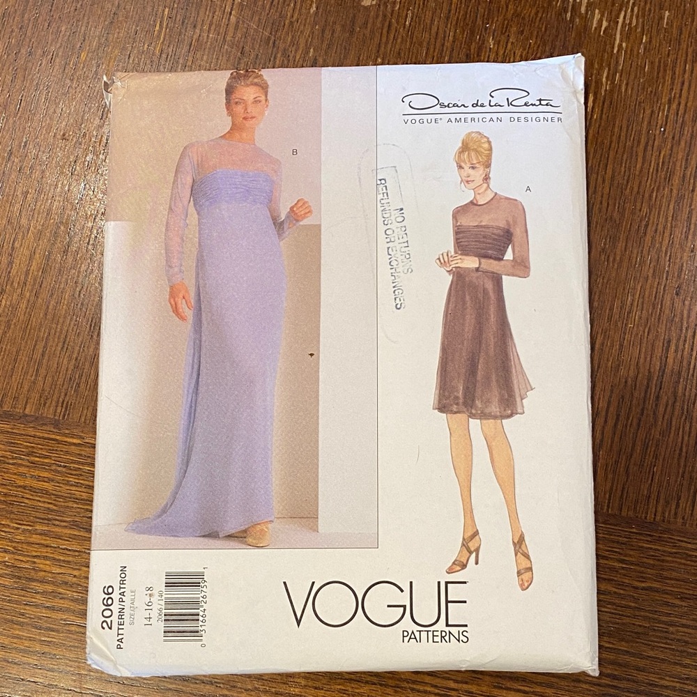 Oscar de la Renta Vogue Pattern #2066